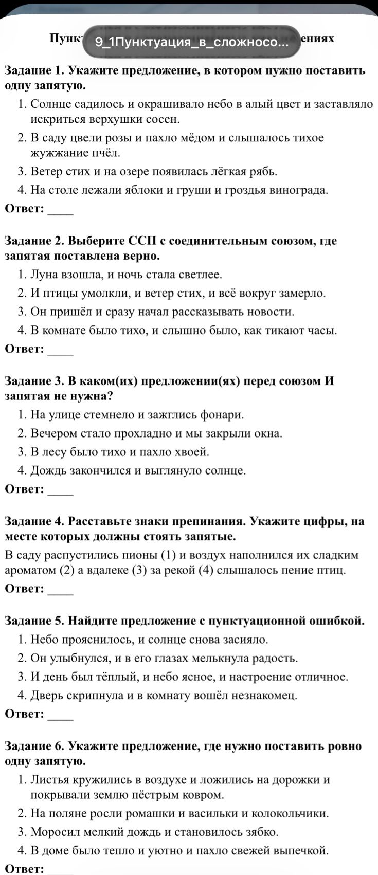 Фото задания: Задание 4. Расставьте знаки препинания. Укажите цифры, на месте которых должны стоять запятые: В саду распустились пионы…