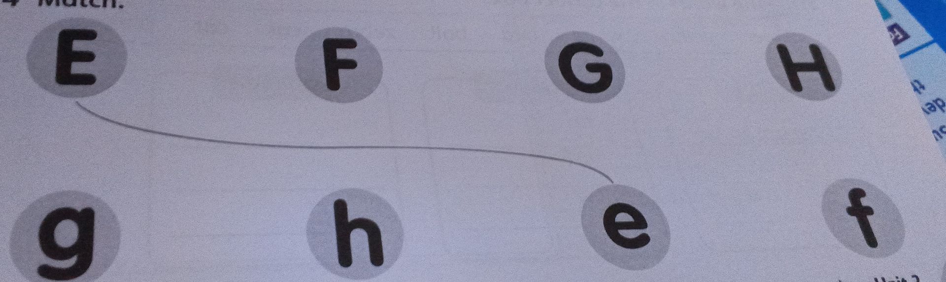 Фото задания: Match: E, F, G, H with g, h, e, f.