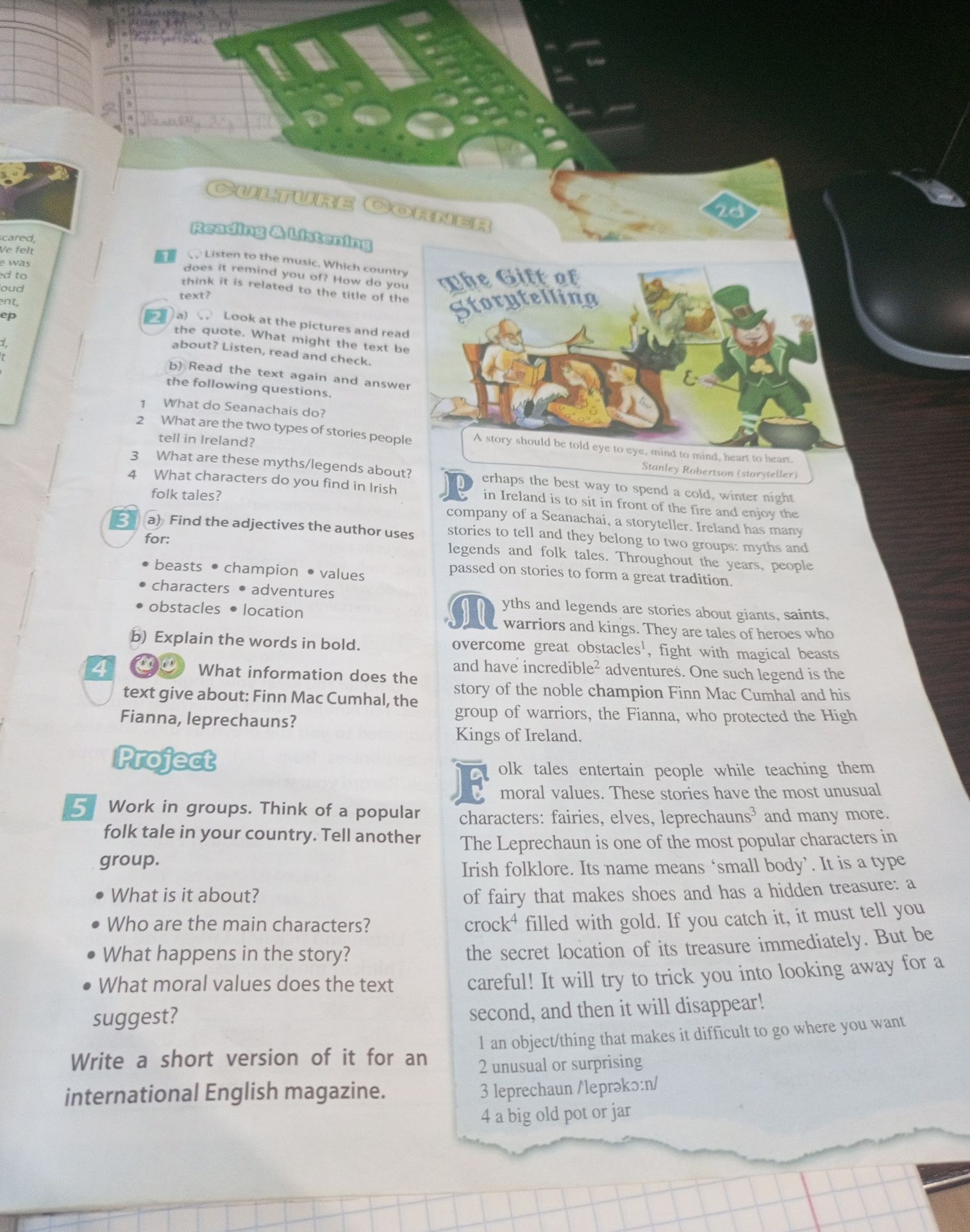 Фото задания: 2. a) Look at the pictures and read the quote. What might the text be about? Listen, read and check. Quote: “A story should…