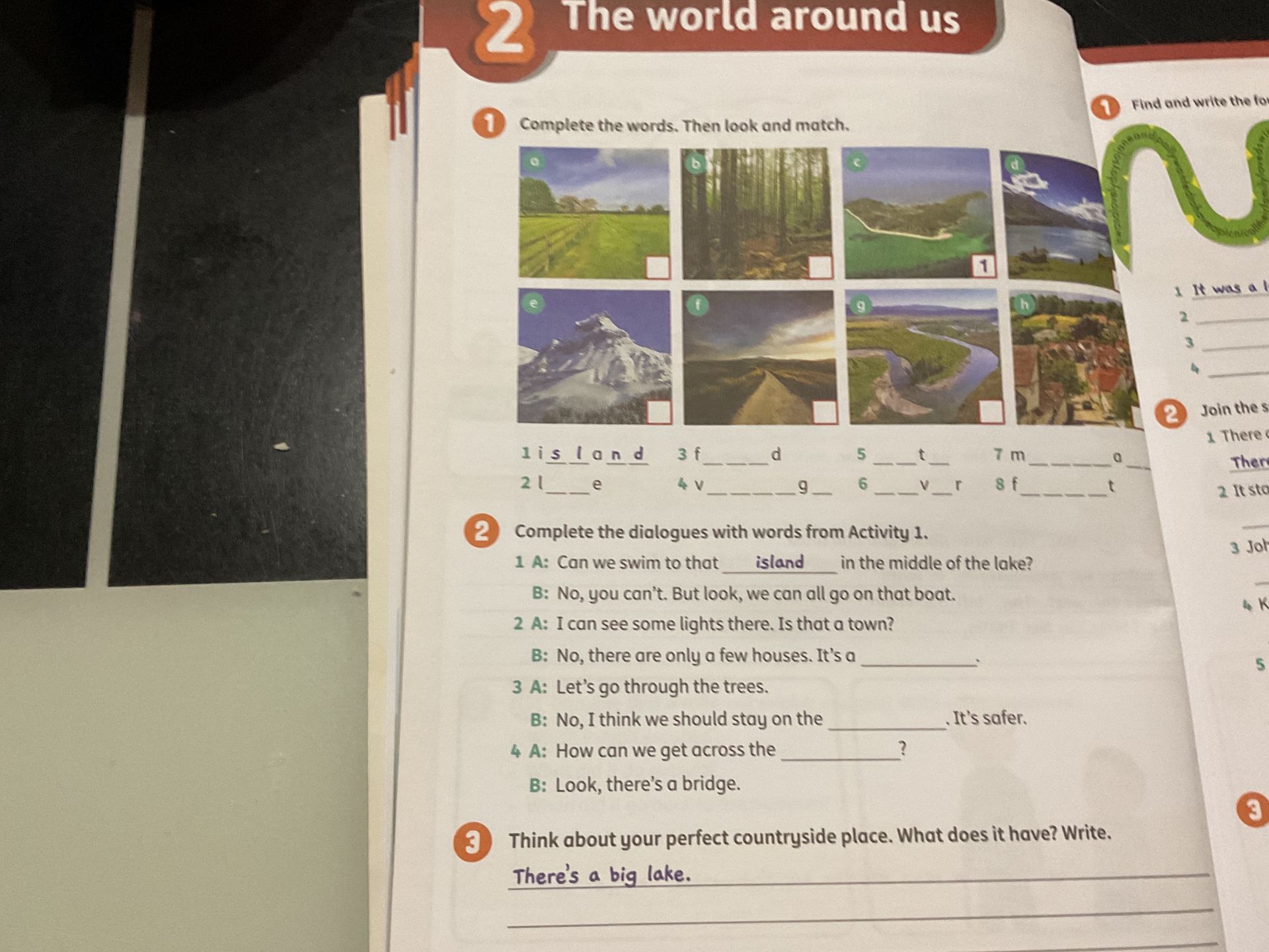 Фото задания: 3. Think about your perfect countryside place. What does it have? Write.