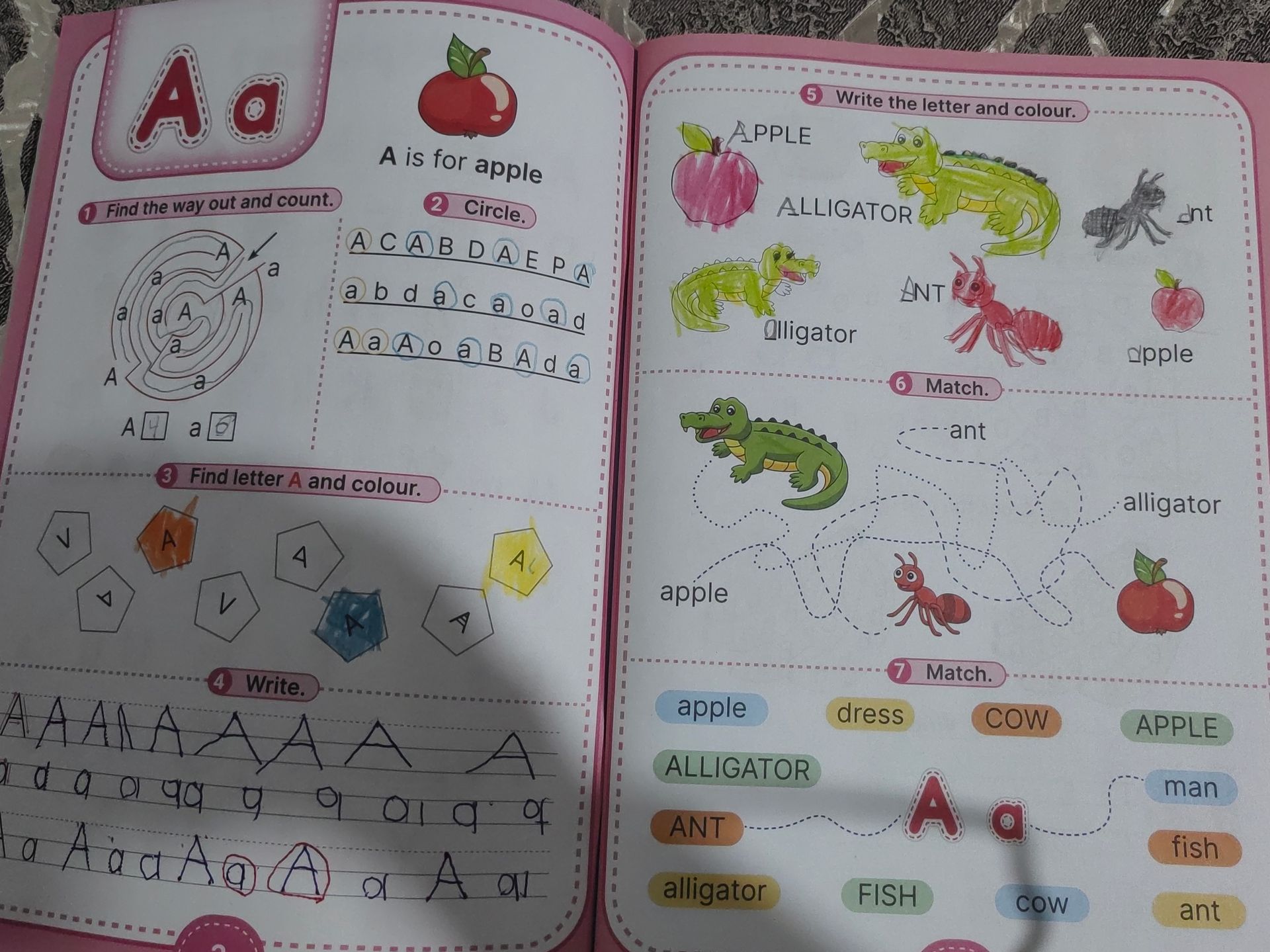 Фото задания: 5. Write the letter and colour.