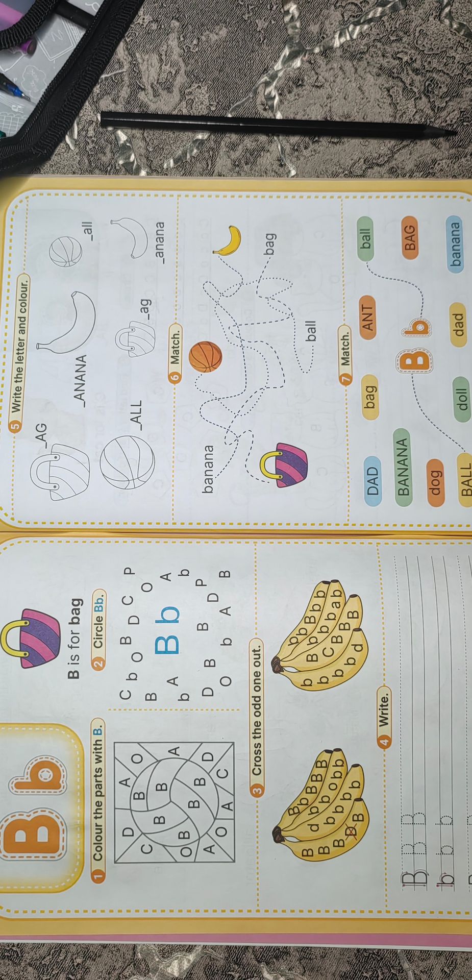 Фото задания: 1. Colour the parts with B.