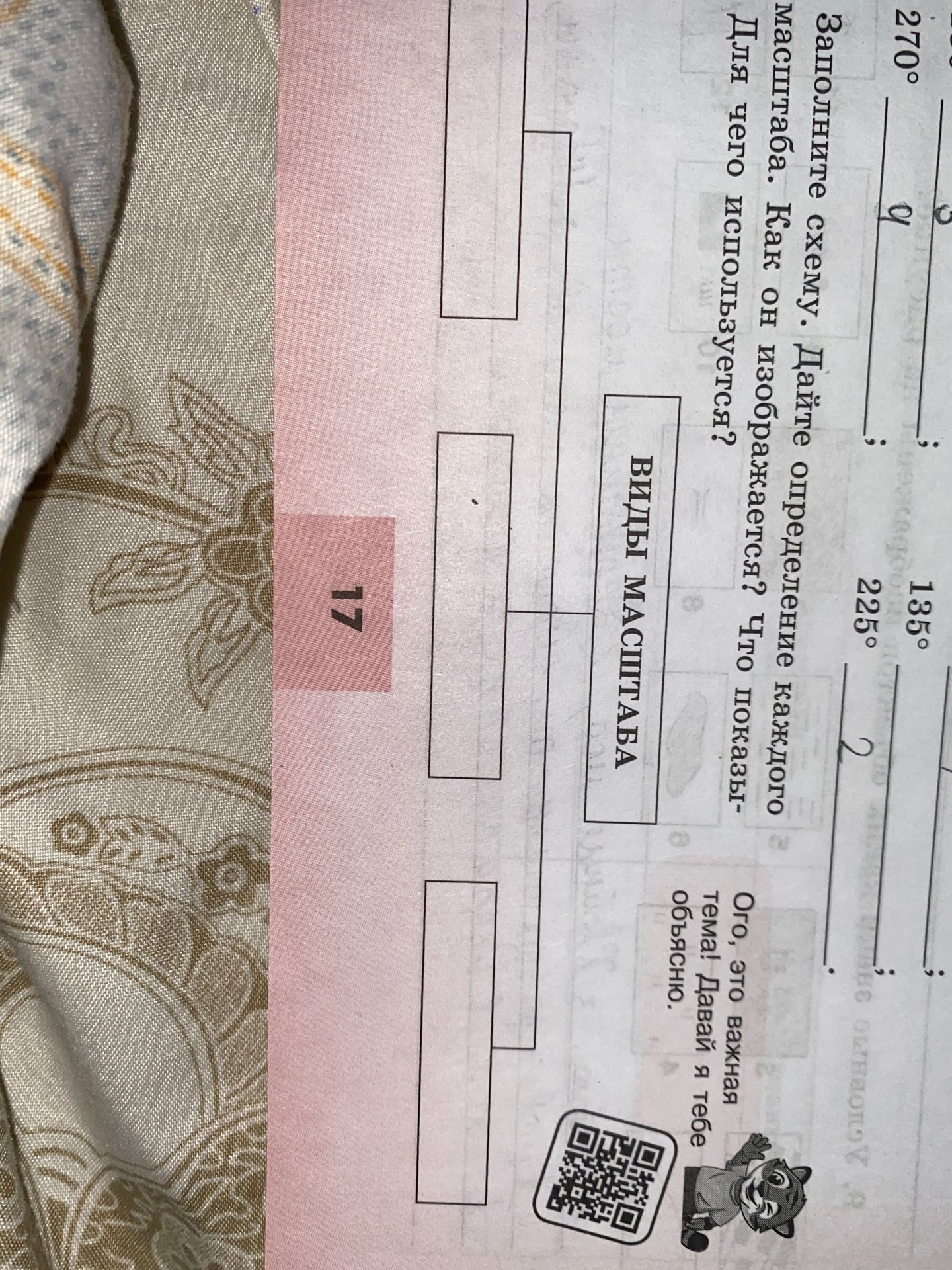 Фото задания: Заполните схему. Дайте определение каждого масштаба. Как он изображается? Что показывается? Что показывает?