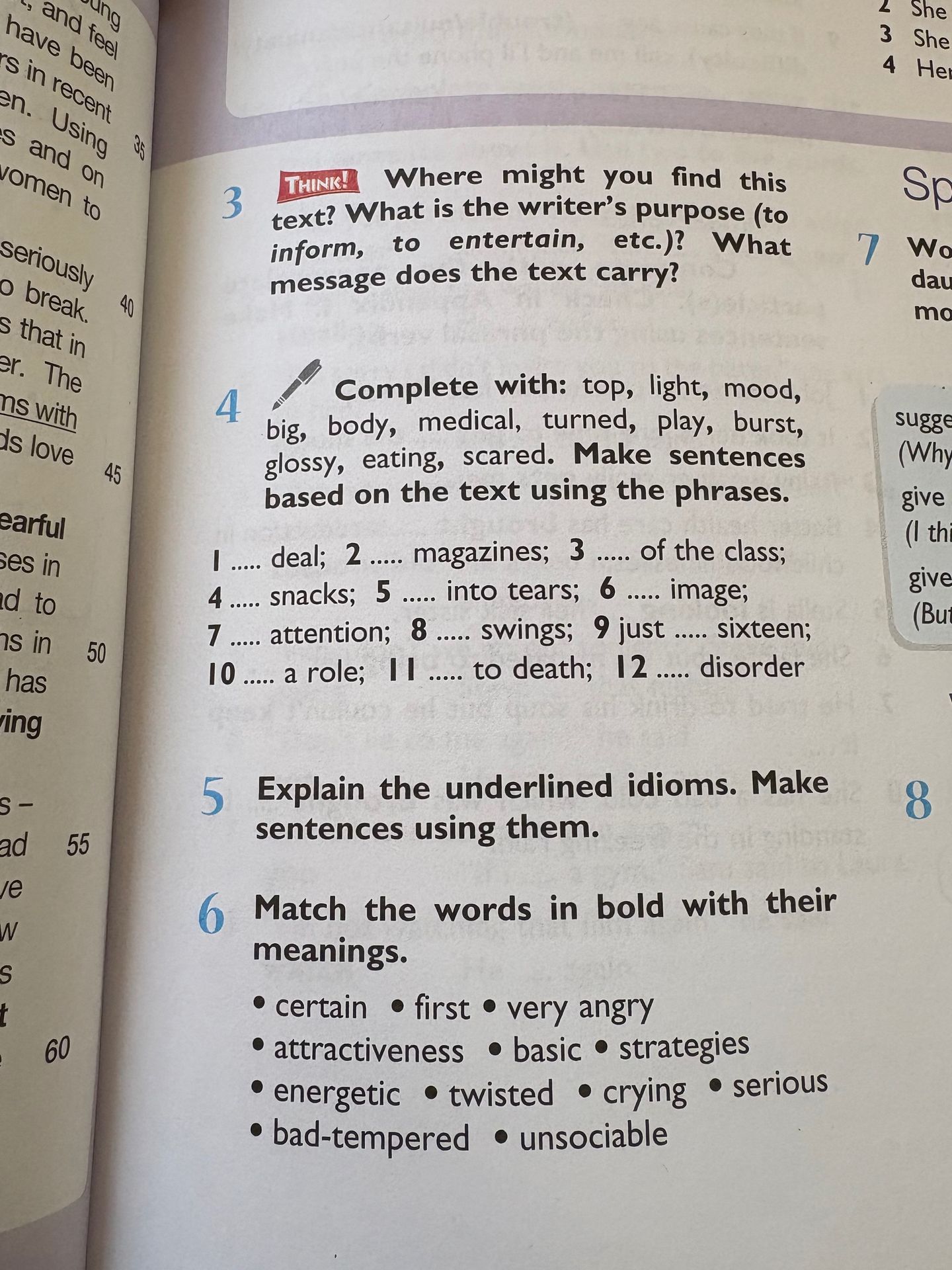 Фото задания: 5. Explain the underlined idioms. Make sentences using them.