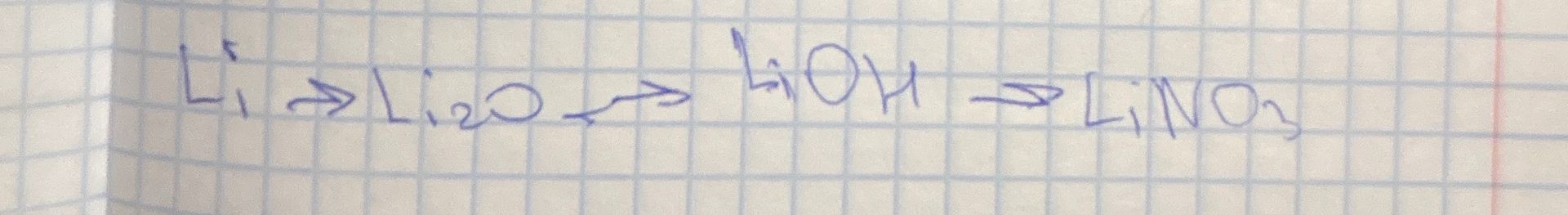 Фото задания: Li → Li₂O → LiOH → LiNO₃