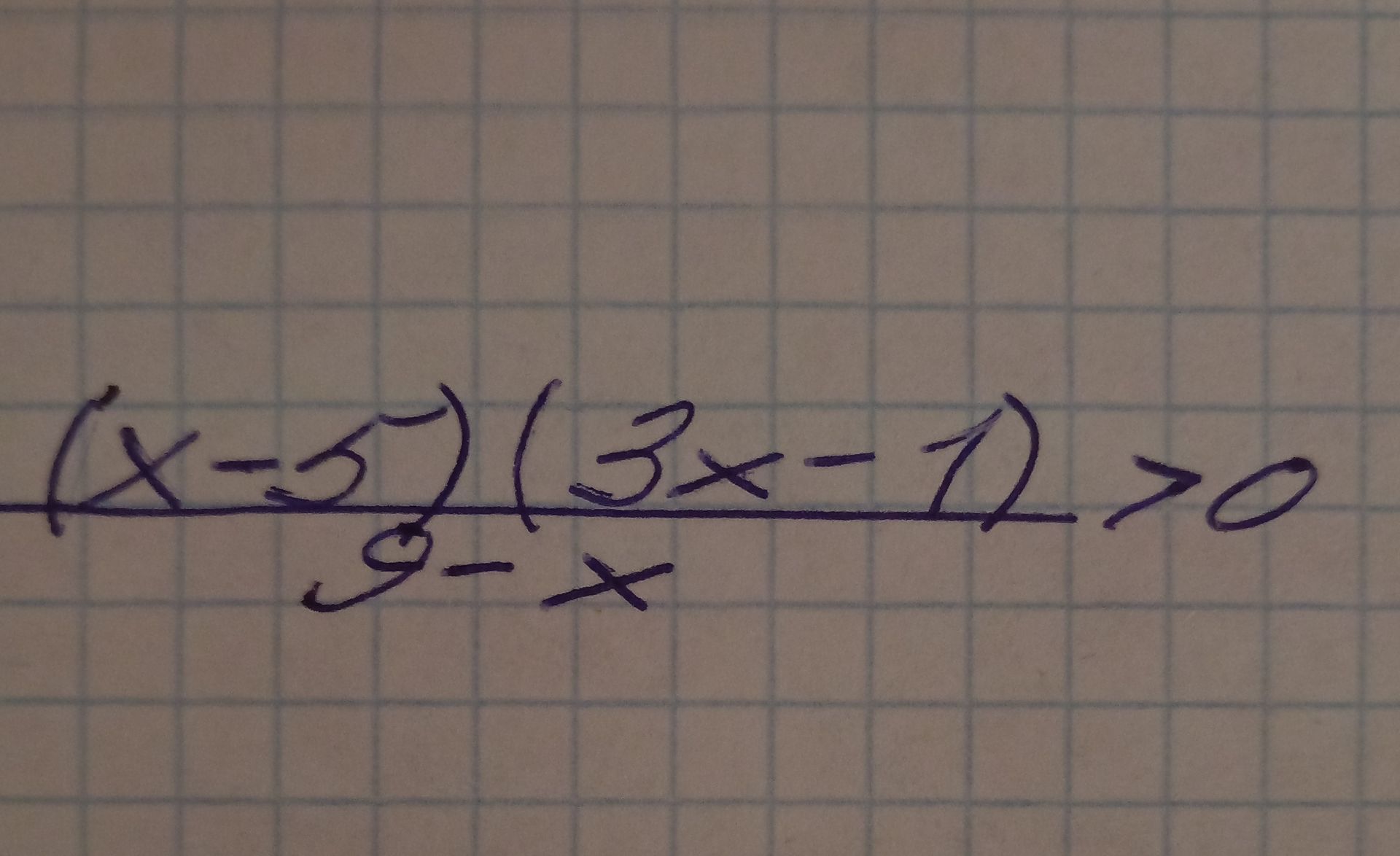 Фото задания: Решите неравенство: \((x-3)\dfrac{3x-7}{9-x}>0\).