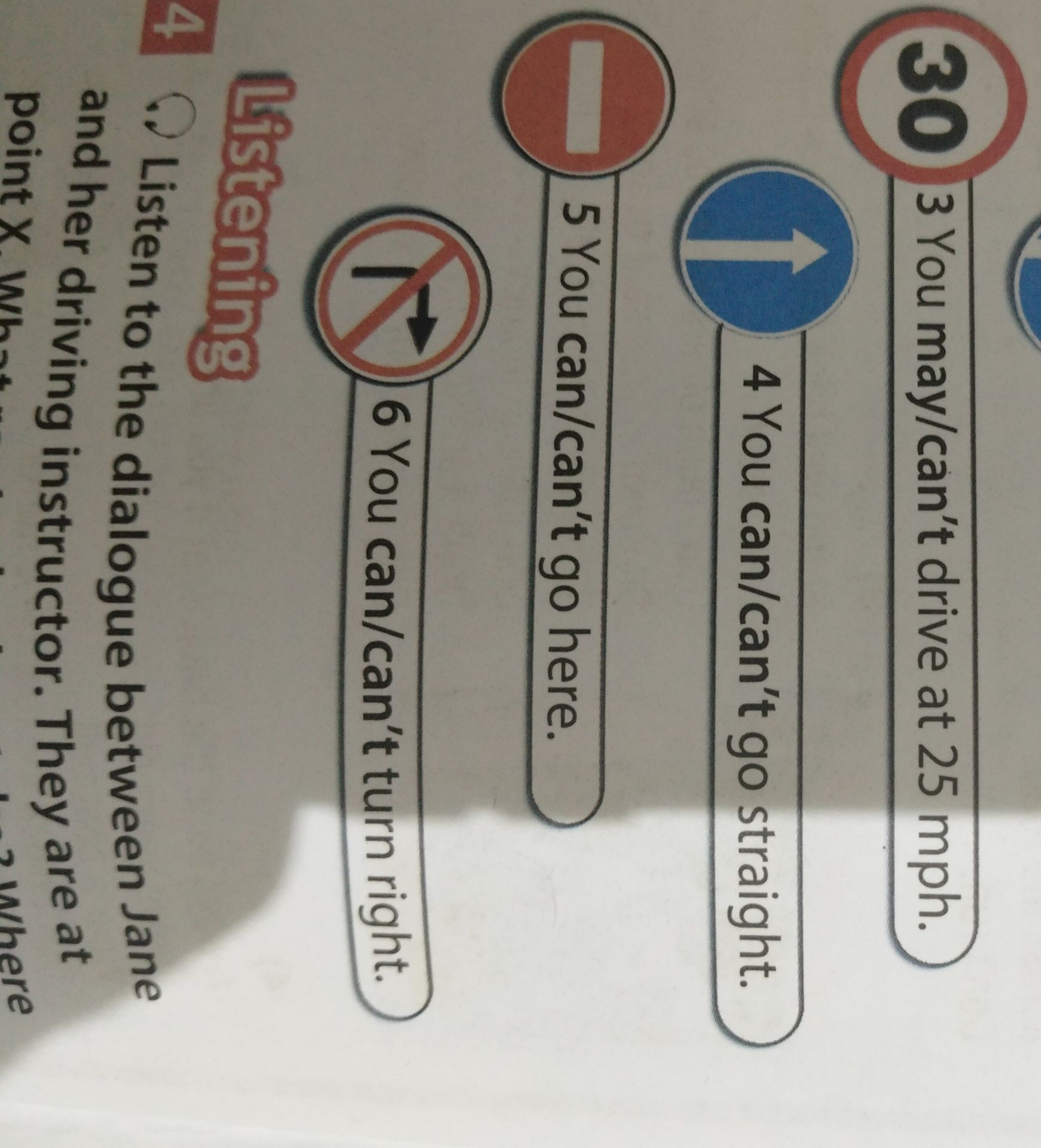 Фото задания: 3. You may/can’t drive at 25 mph.