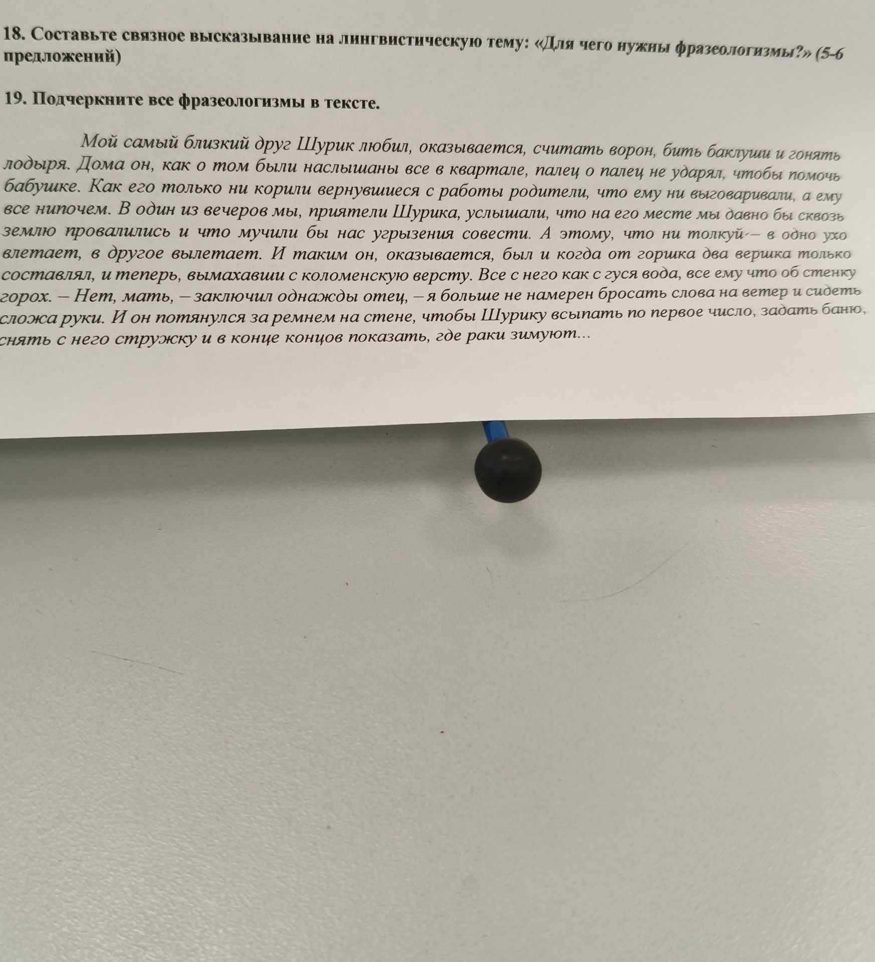 Фото задания: 18. Составьте связное высказывание на лингвистическую тему: «Для чего нужны фразеологизмы?» (5–6 предложений)