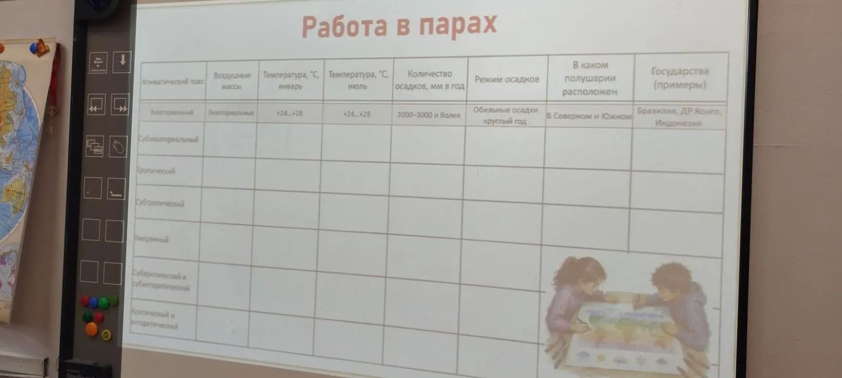 Фото задания: Заполнить таблицу «Климатические пояса»: климатический пояс; воздушные массы; температура января; температура июля;…
