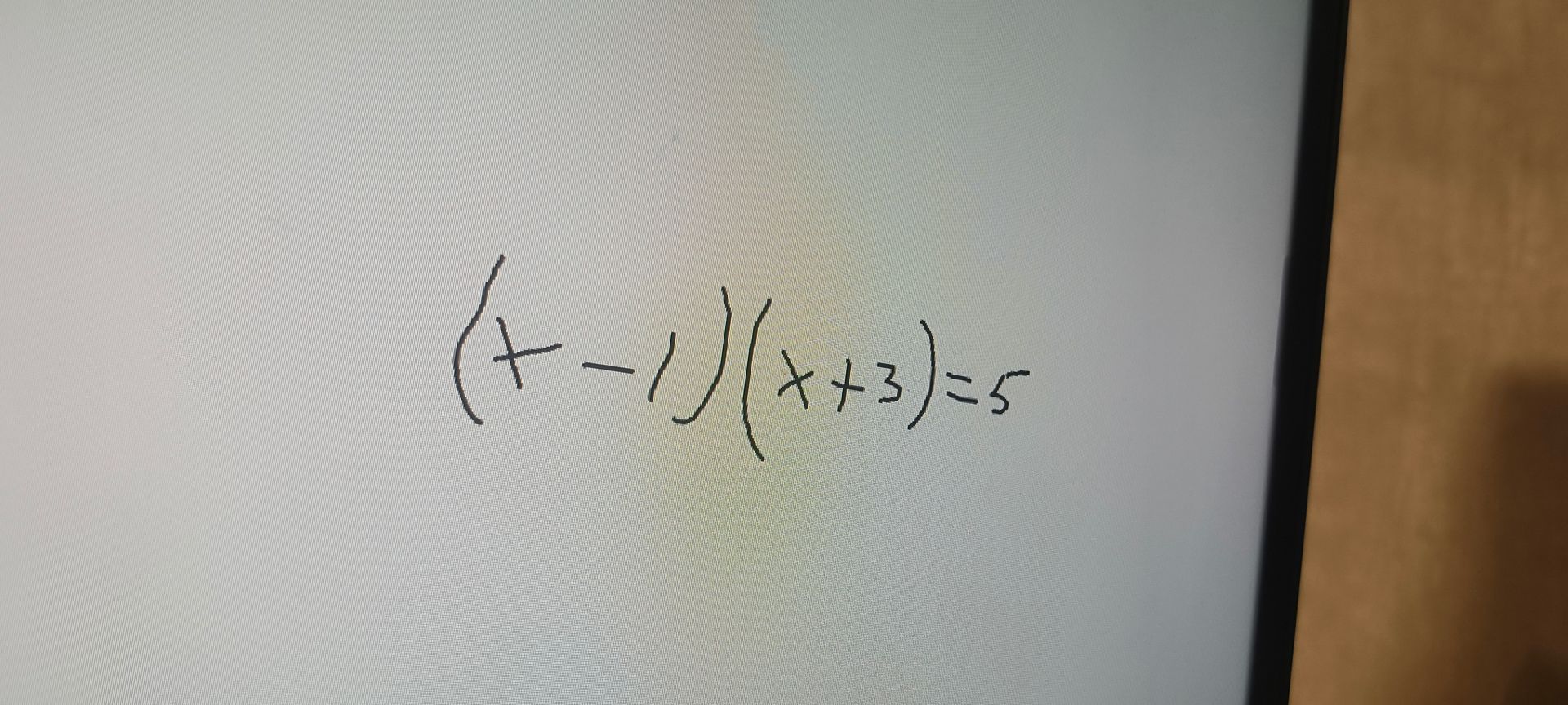 Фото задания: \((x-1)(x+3)=5\)