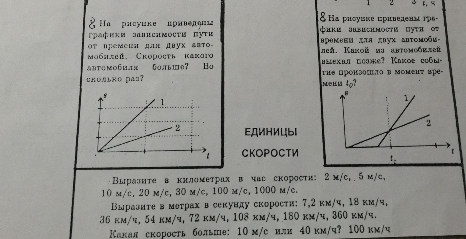 Фото задания: 8. На рисунке приведены графики зависимости пути от времени для двух автомобилей. Какой из автомобилей выехал позже? Какое…