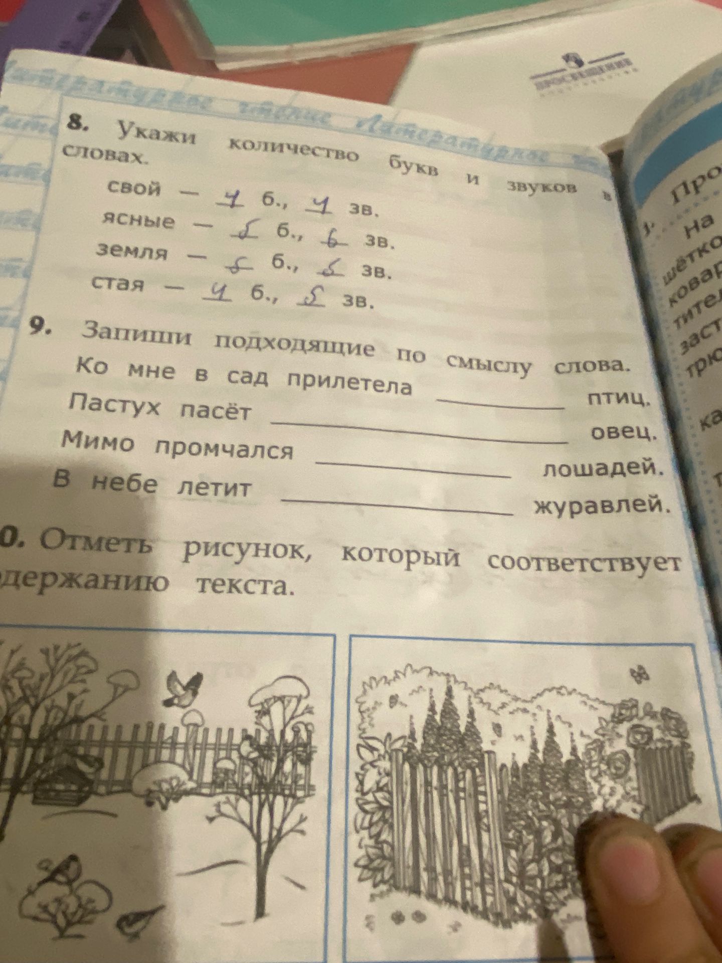 Фото задания: 10. Отметь рисунок, который соответствует содержанию текста. [Текст обрезан или не виден.]