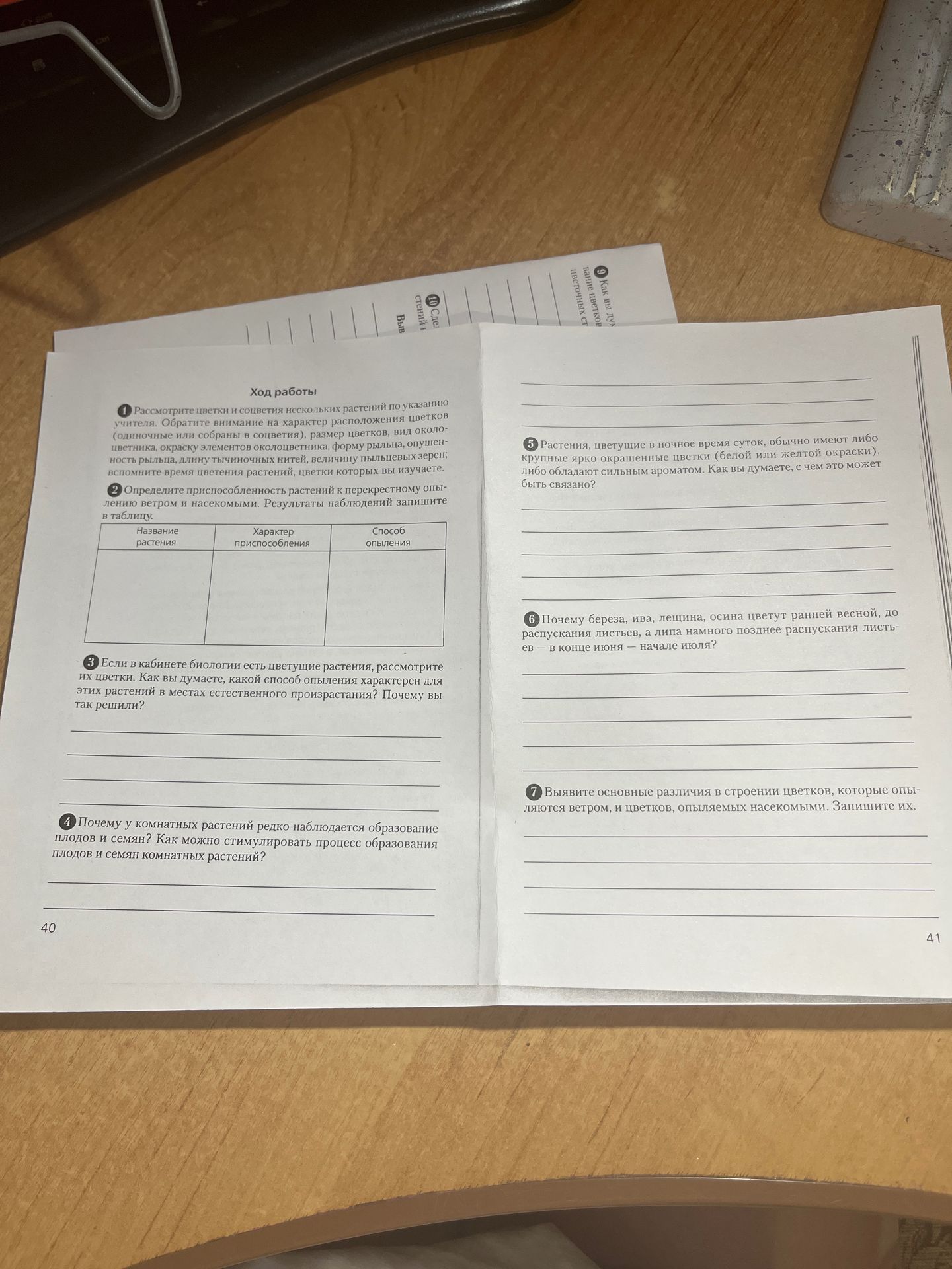 Фото задания: 7. Выявите основные различия в строении цветков, которые опыляются ветром, и цветков, опыляемых насекомыми. Запишите их.