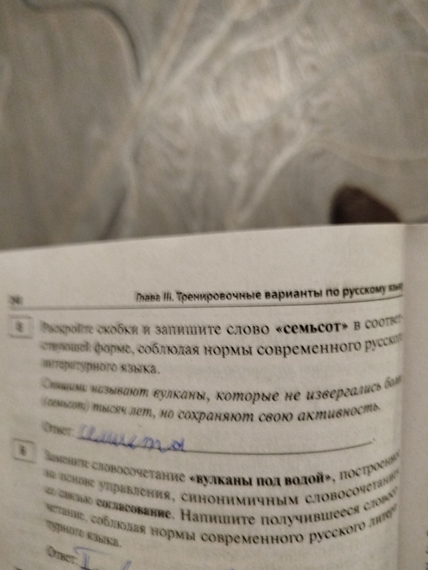 Фото задания: 4. Замените словосочетание «вулканы под водой», построенное на основе управления, синонимичным словосочетанием со связью…