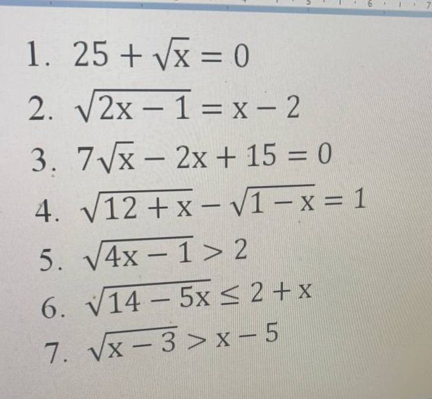 Фото задания: 2. √(2x − 1) = x − 2