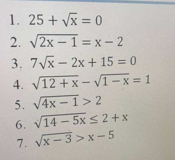 Фото задания: 2. \(\sqrt{2x-1}=x-2\)