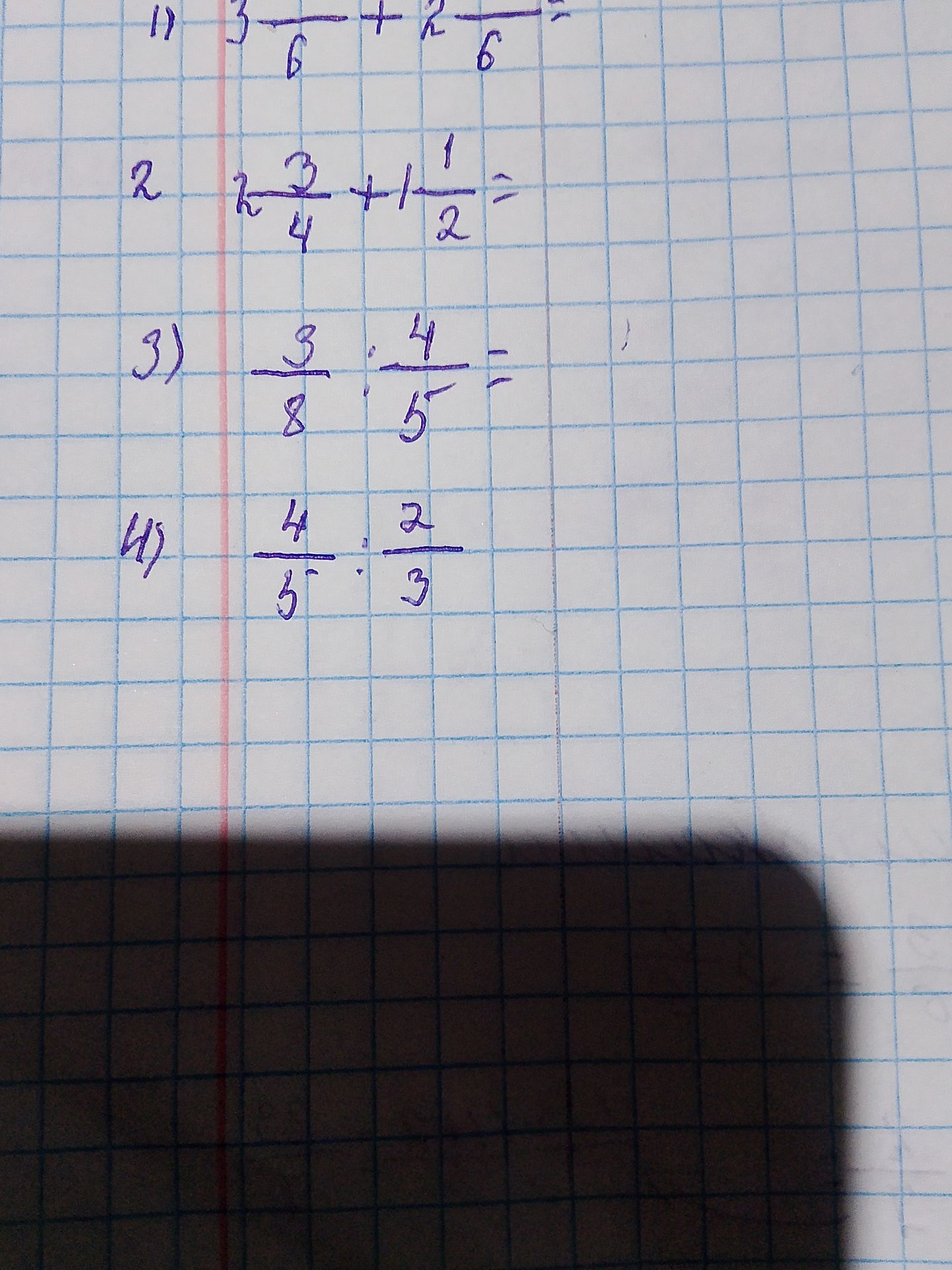 Фото задания: 1) \(\frac{3}{6}+\frac{2}{6}=\)