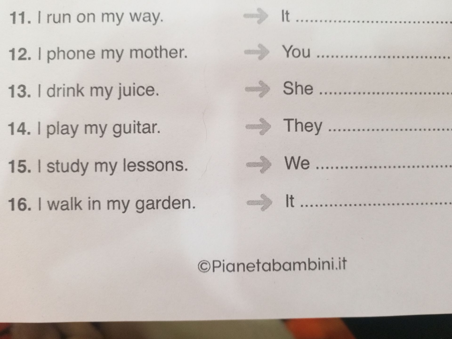 Фото задания: 15. I study my lessons. → We ...