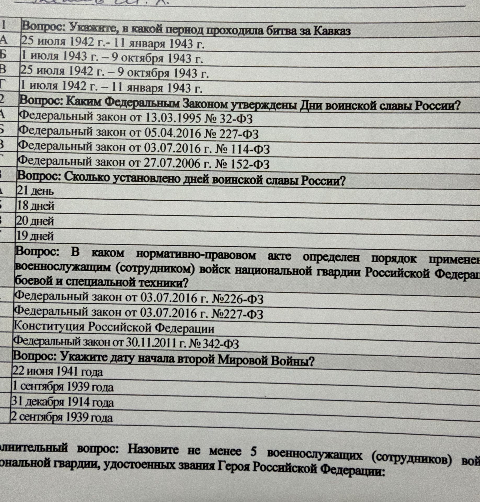 Фото задания: 1. Вопрос: Укажите, в какой период проходила битва за Кавказ. А) 25 июля 1942 г. — 11 января 1943 г. Б) 1 июля 1943 г. — 9…
