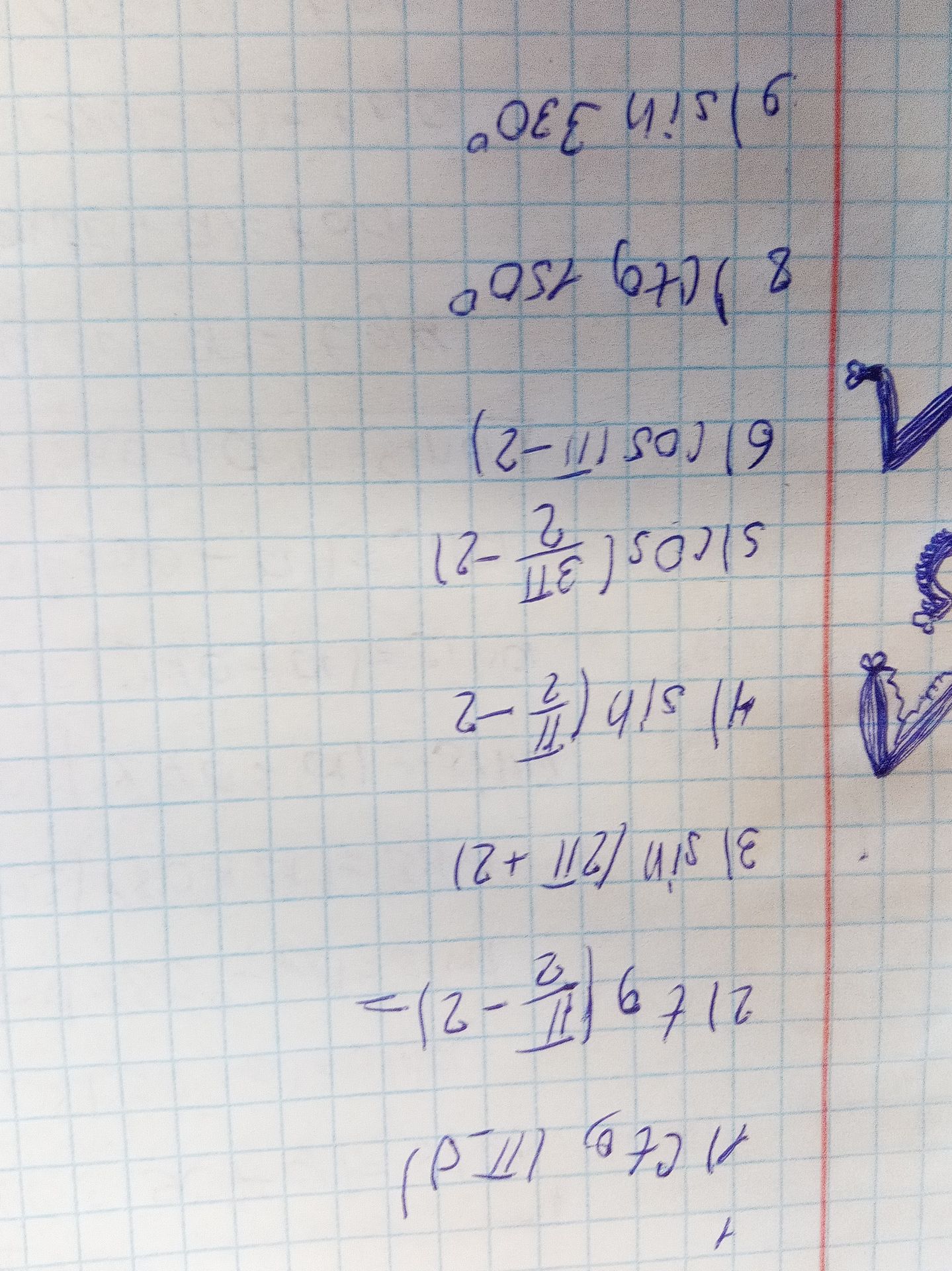 Фото задания: 1) \(\cos(\pi-\alpha)\)