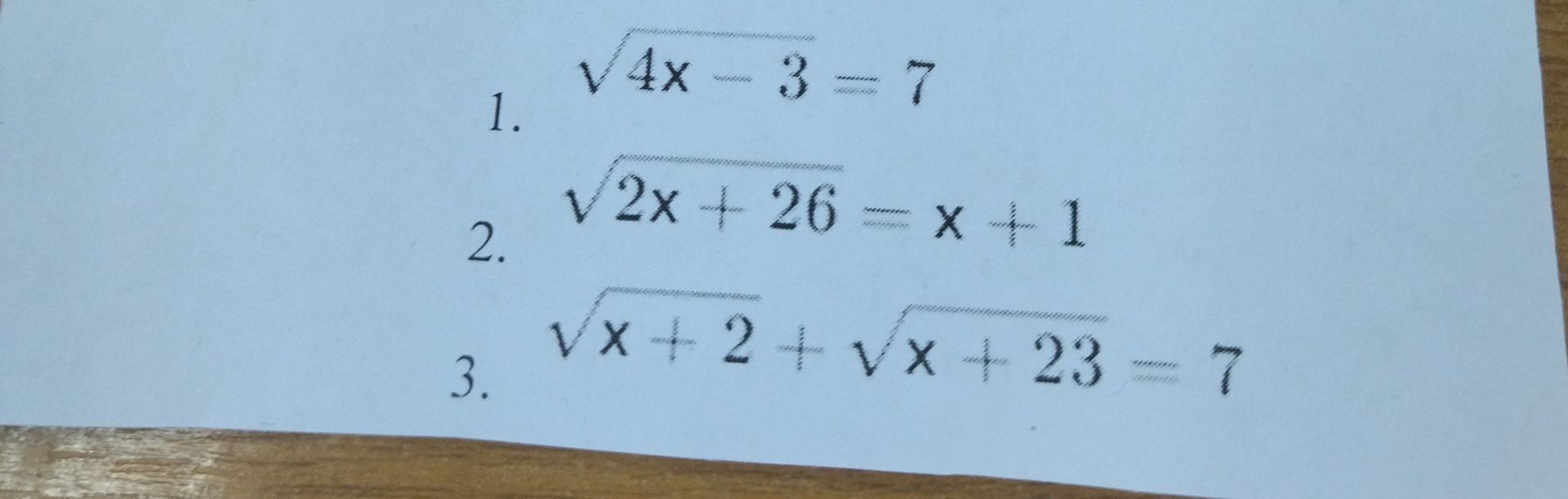 Фото задания: 1. \(\sqrt{4x}-3=7\)