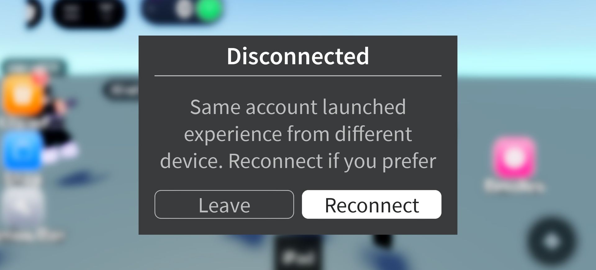 Фото задания: Disconnected. Same account launched experience from different device. Reconnect if you prefer.