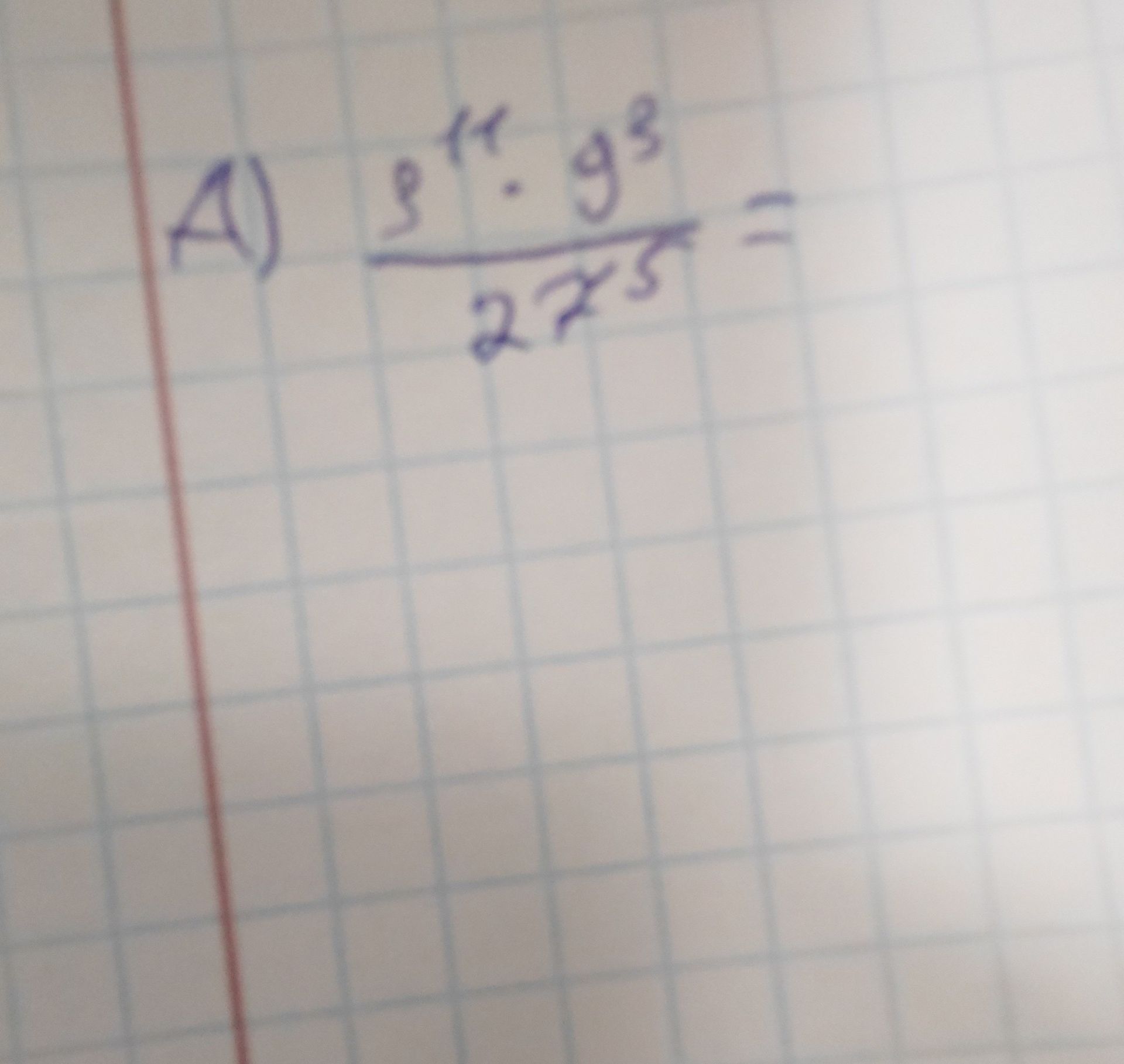 Фото задания: А) \(\dfrac{3^{11}\cdot 9^3}{27^5}=\)