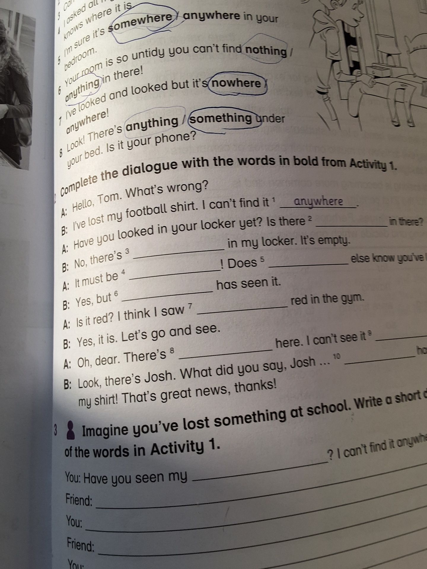 Фото задания: 2. Complete the dialogue with the words in bold from Activity 1.
