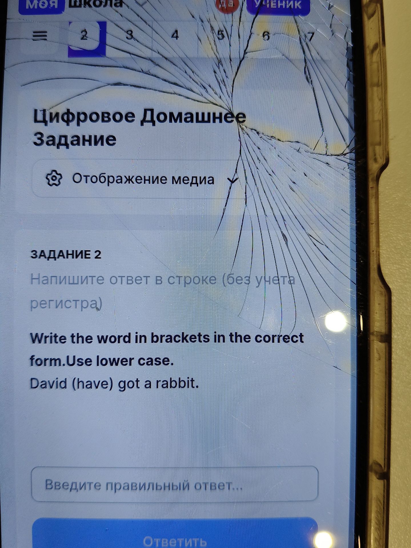 Фото задания: Задание 2. Write the word in brackets in the correct form. Use lower case. David (have) got a rabbit.