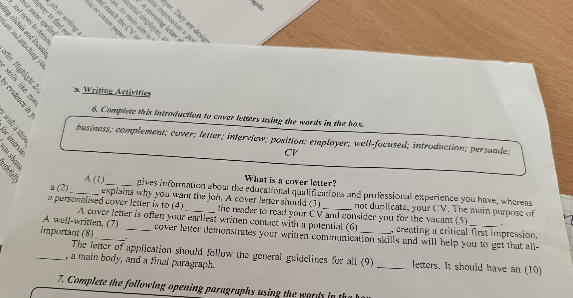 Фото задания: 6. Complete this introduction to cover letters using the words in the box: business; complement; cover; letter; interview;…