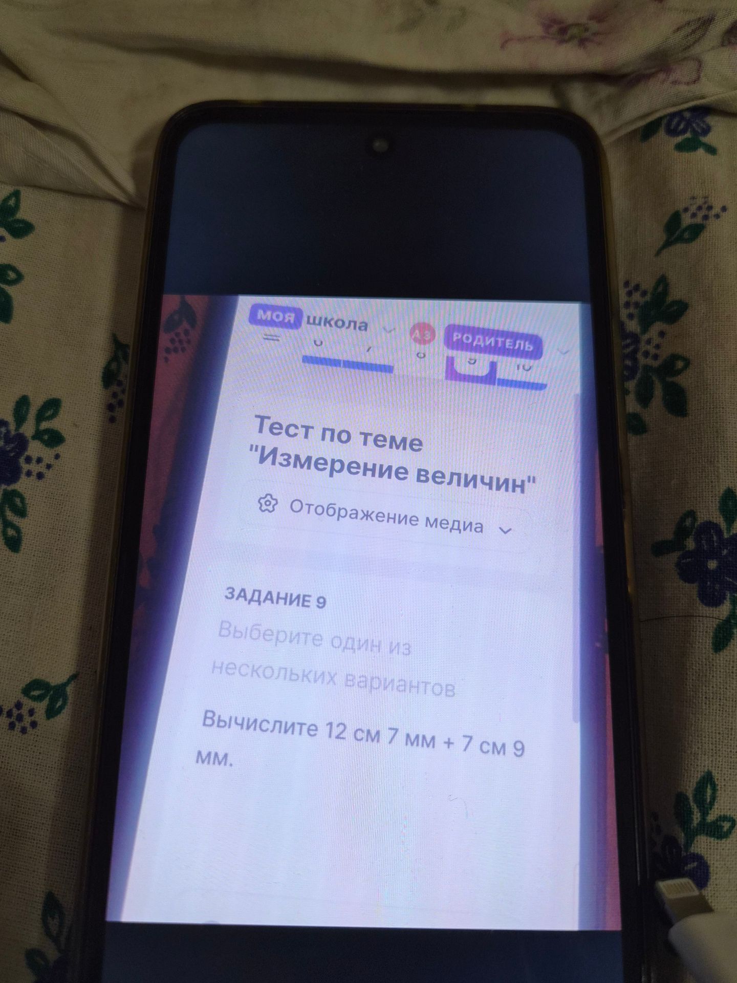 Фото задания: Задание 9. Вычислите 12 см 7 мм + 7 см 9 мм.