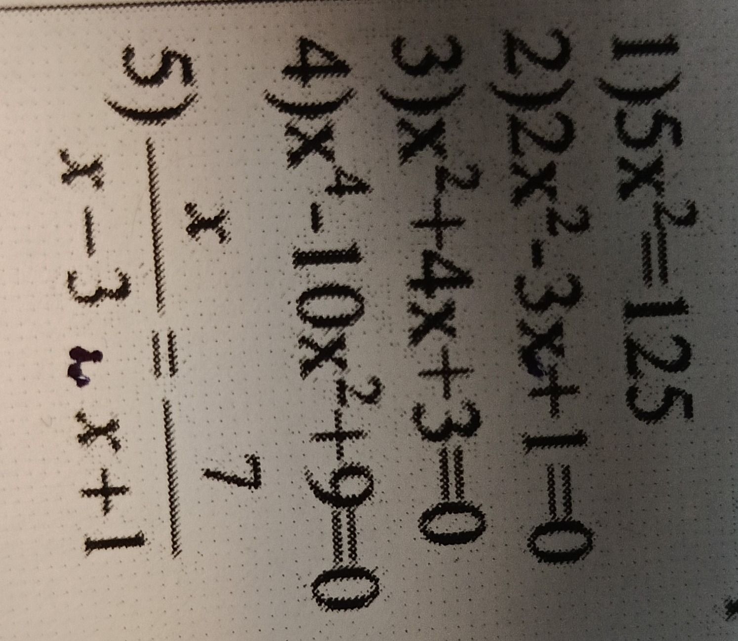 Фото задания: Решить уравнения: 1) −5x² = 25; 2) 2x² − 3x = 0; 3) x² + 4x + 3 = 0; 4) [часть уравнения неразборчива]; 5) [часть уравнения…