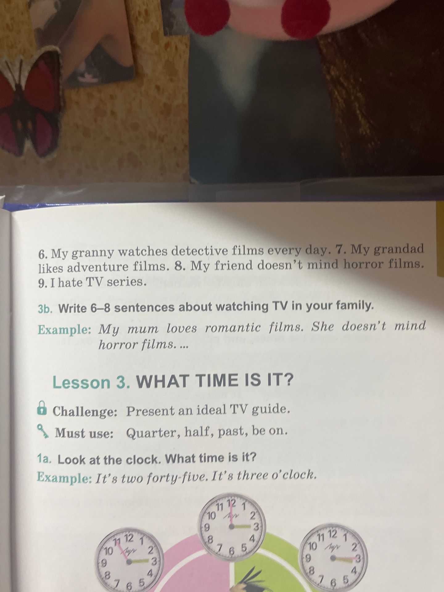 Фото задания: 3b. Write 6–8 sentences about watching TV in your family.