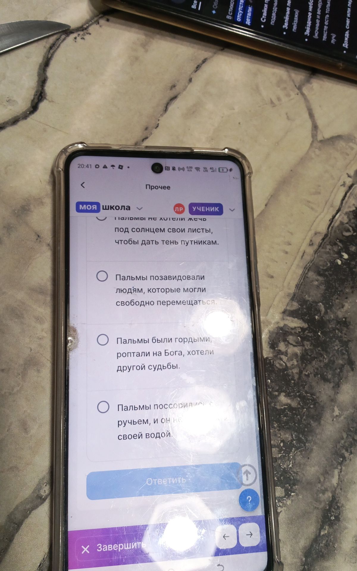 Фото задания: Варианты ответа о пальмах: «Пальмы не хотели жечь под солнцем свои листья, чтобы дать тень путникам»; «Пальмы позавидовали…